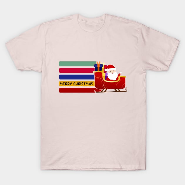 Merry Christmas Santa Sleigh rainbow T-Shirt by PersianFMts